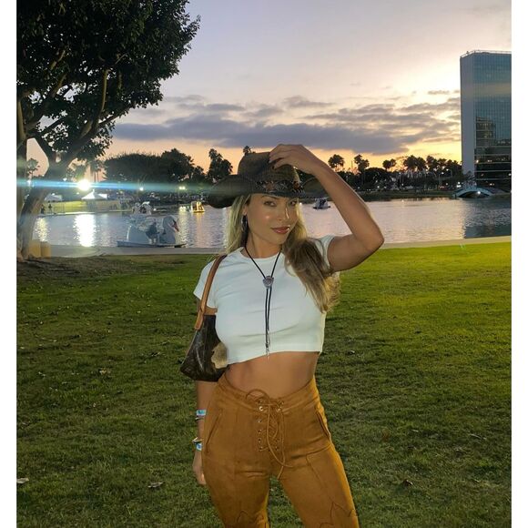 Rumored Pants - Rumored Yellowstone Faux Leather Suede Saddle Brown low rise lace tie up pants.